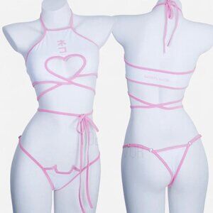 Moe flavour pink and white neko bikini swimsuit brand new